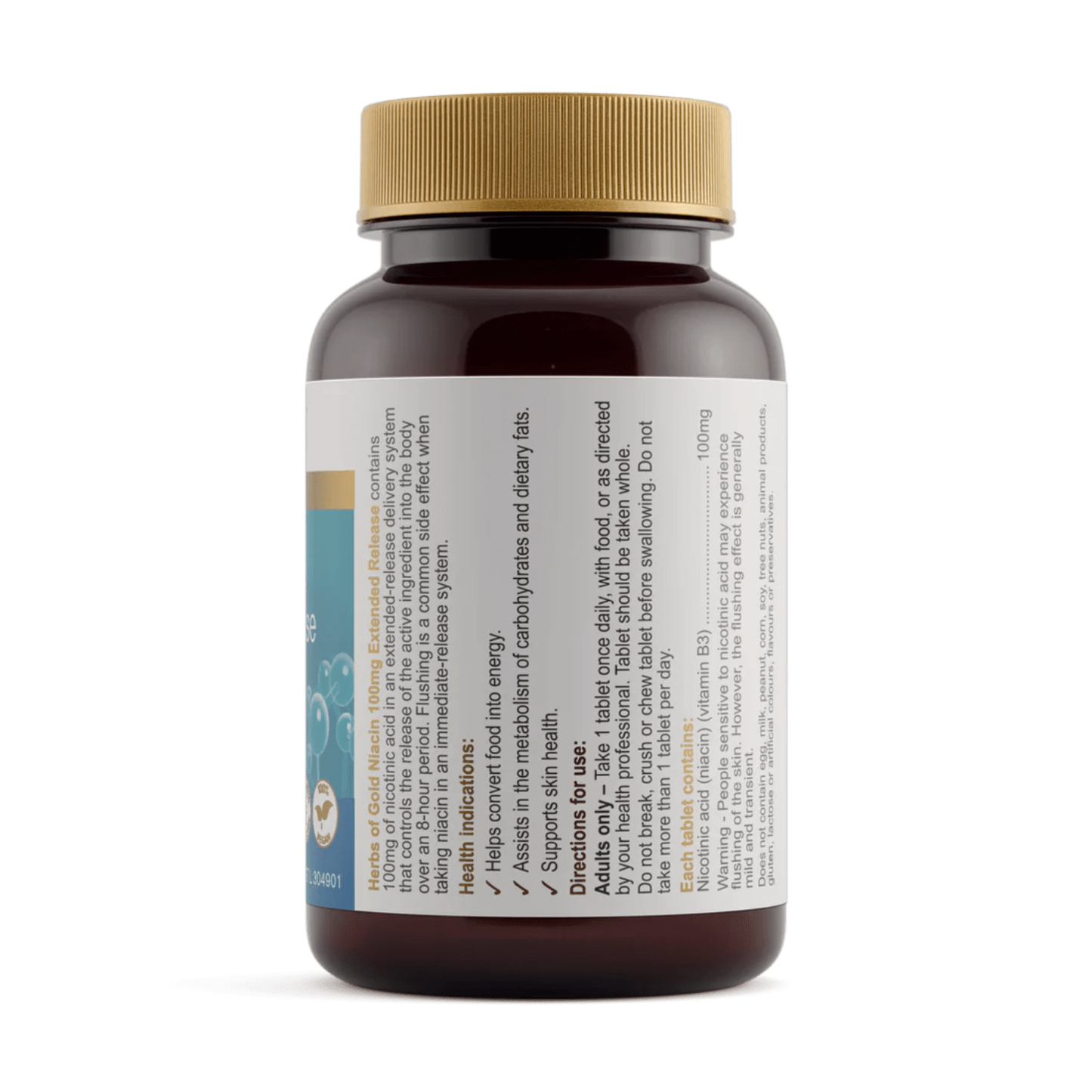 Herbs of Gold Niacin 100mg Extended Release 60 Modified Release Tablets