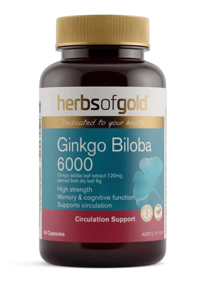 Herbs of Gold Ginkgo Biloba 6000 / 60 Capsules (Exp date: 03/27)