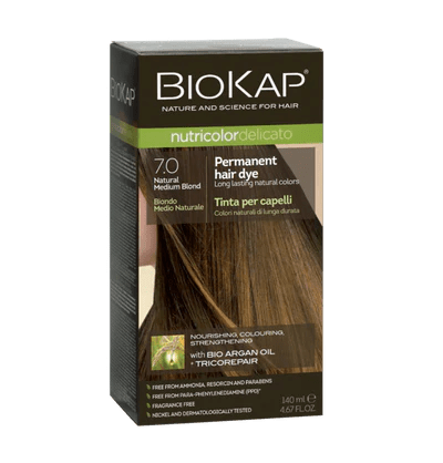 Biokap Nutricolor Delicato 7.0 Natural Medium Blond Permanent Hair Dye - BeeVitamins