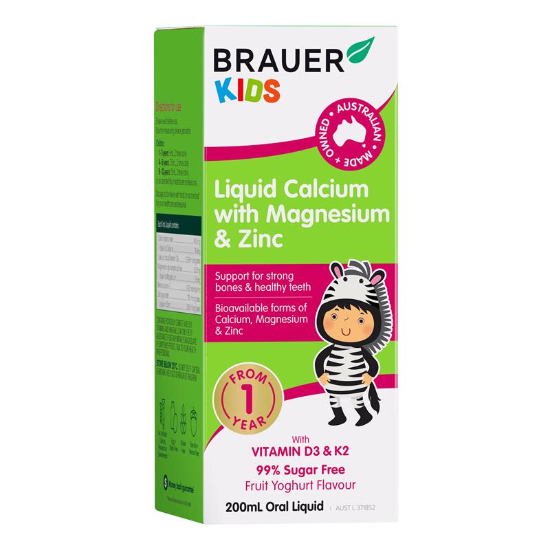 Brauer Kids Liquid Calcium with Magnesium & Zinc 200ml - BeeVitamins