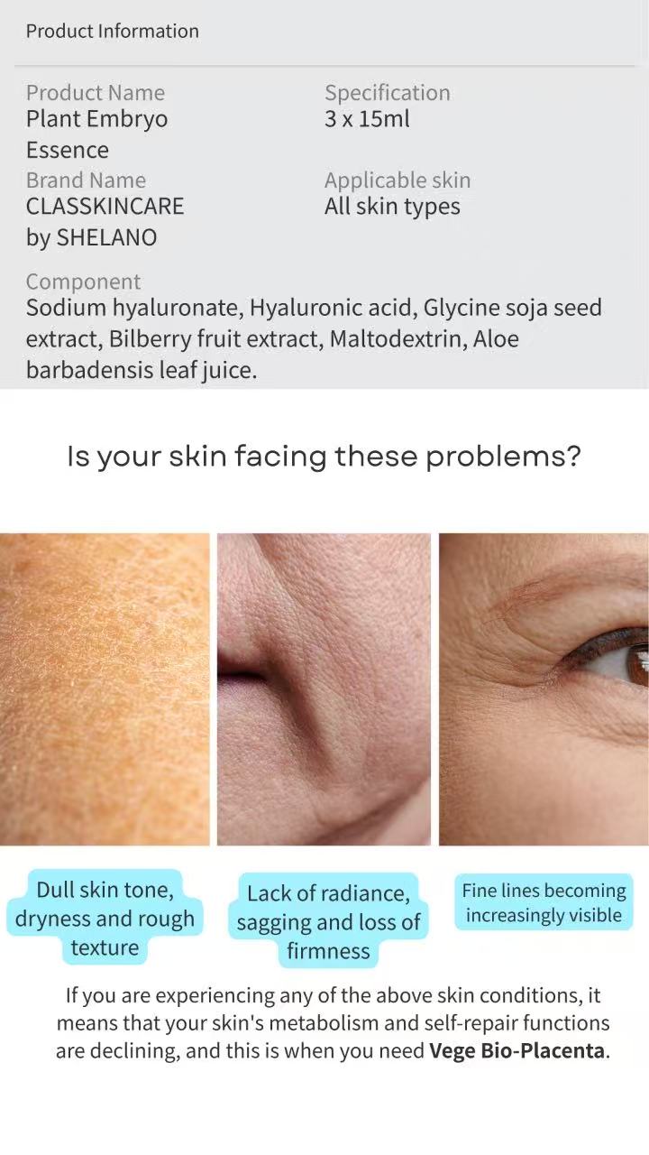 ClasskinCare DermisBaby Vege Bio - Placenta Essence 3 x 5mL Injection Free Syringe - BeeVitamins