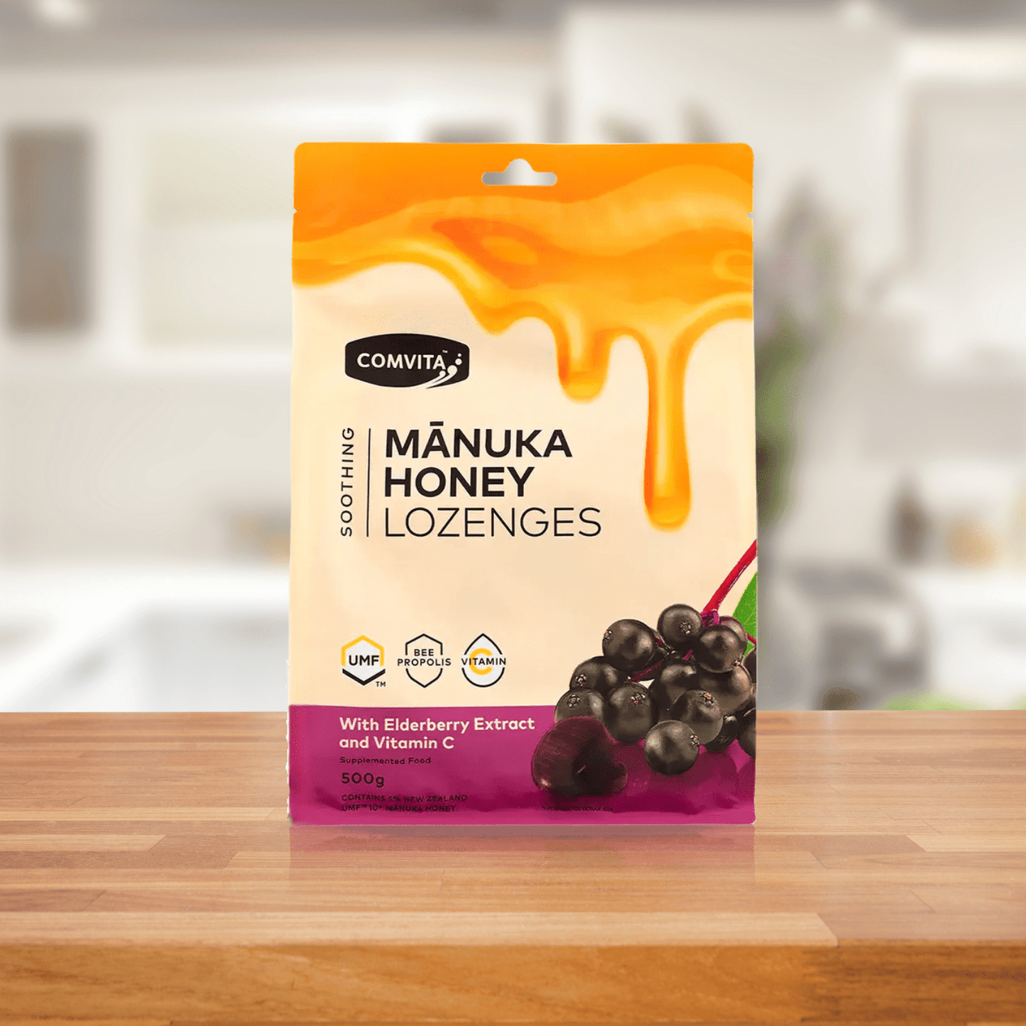 Comvita Manuka Honey Lozenges with Elderberry Extract and Vitamin C 500g - BeeVitamins