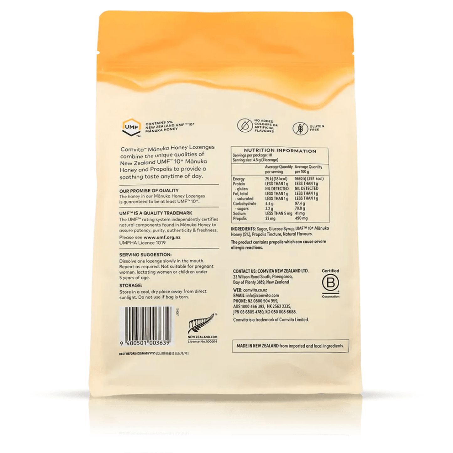 Comvita Manuka Honey Lozenges with Propolis - Lemon Flavour 500g - BeeVitamins