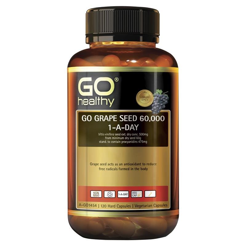 Go Healthy Grape Seed 60000mg 120 Vege Capsules - BeeVitamins
