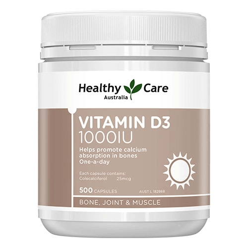 Healthy Care Vitamin D3 1000IU 500 Capsules - BeeVitamins