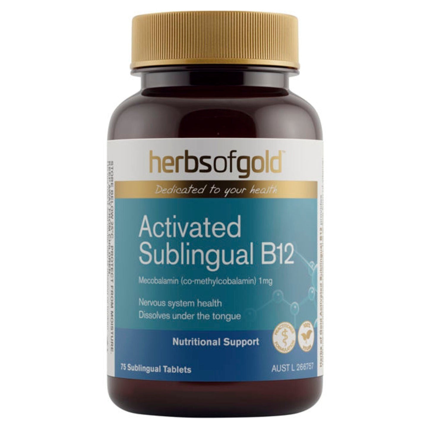 🎁 Herbs of Gold Activated Sublingual B12 / 75 Tablets (100% off) - BeeVitamins