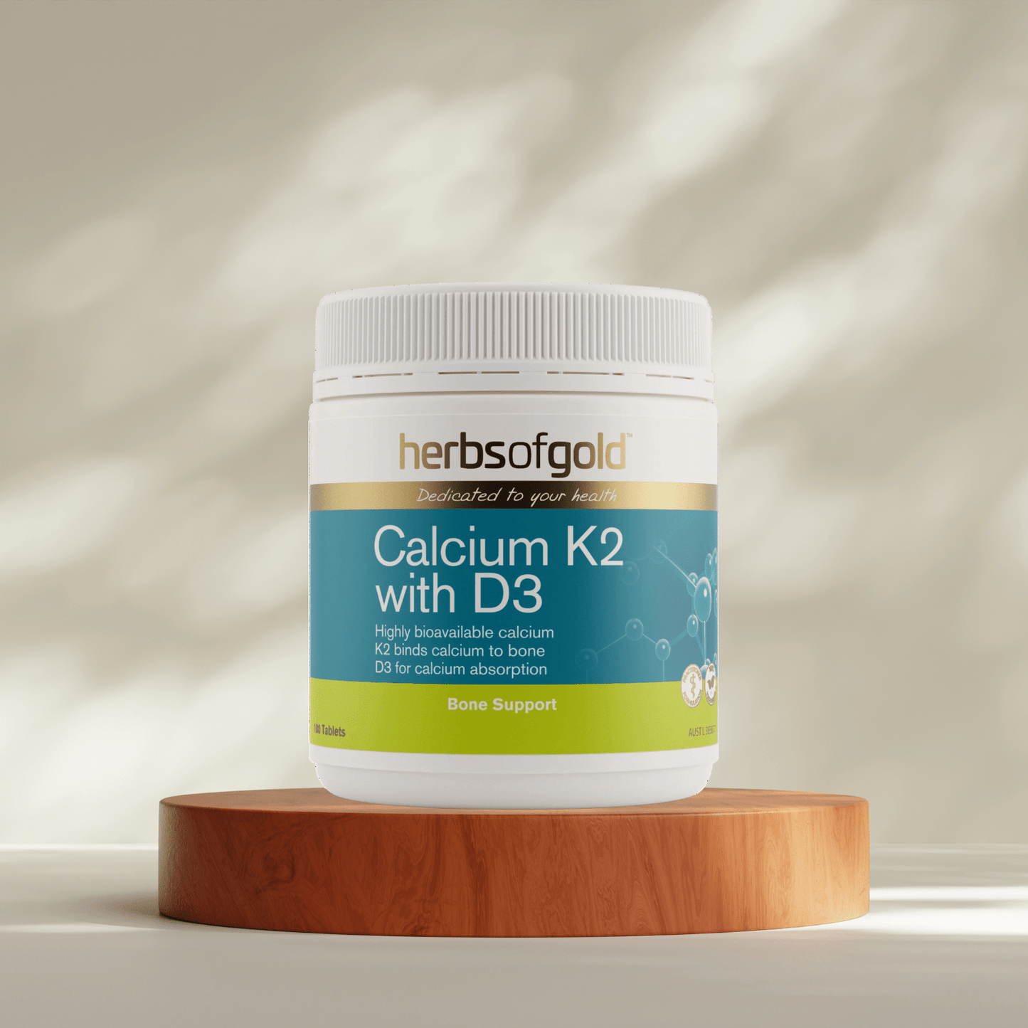 Herbs of Gold Calcium K2 with D3 180 Tablets - BeeVitamins