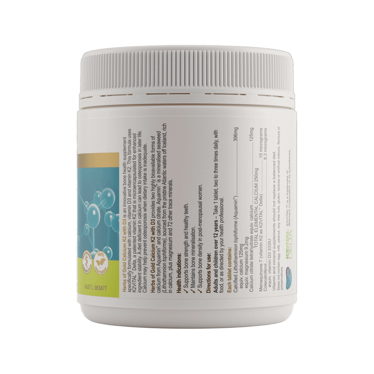 Herbs of Gold Calcium K2 with D3 180 Tablets - BeeVitamins