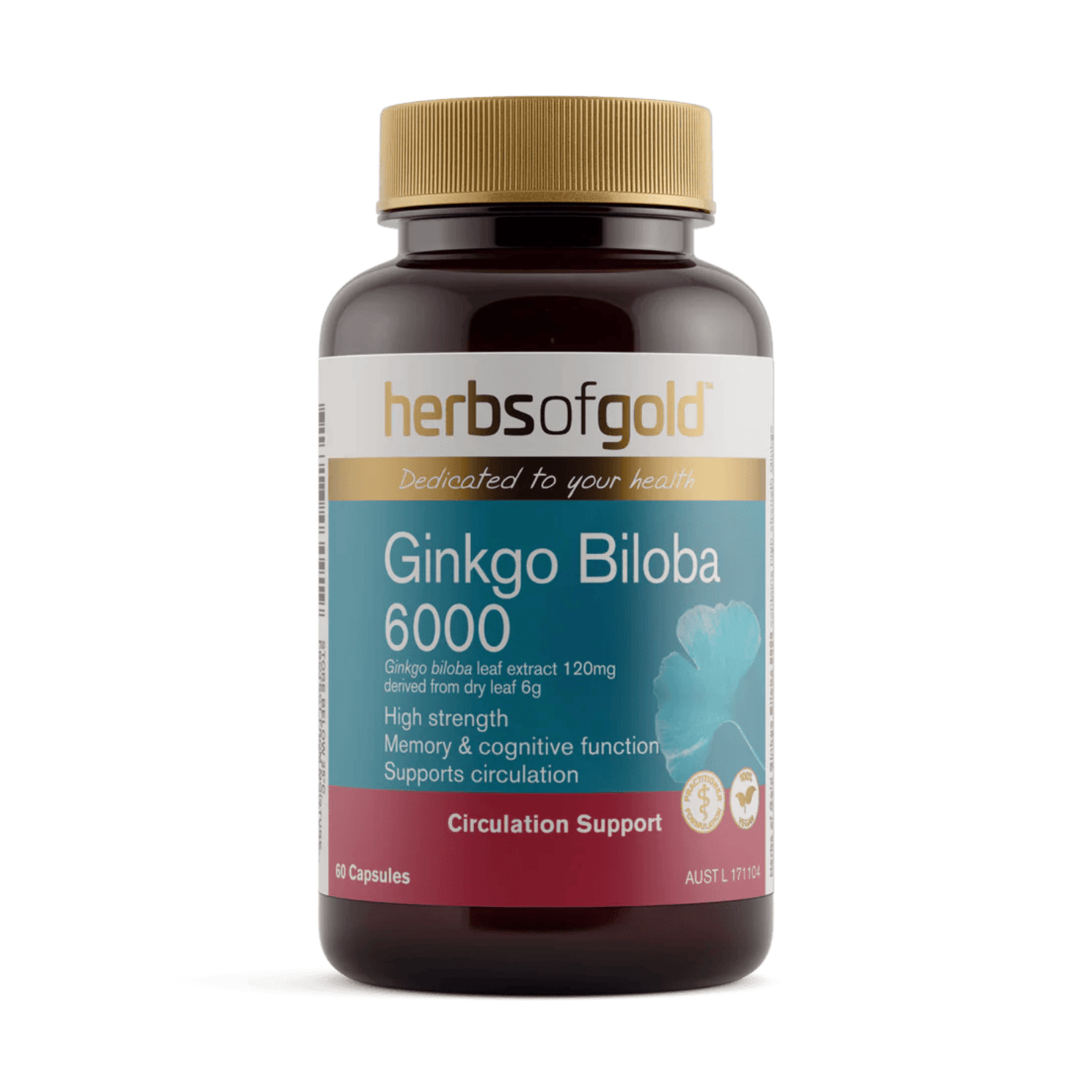 Herbs of Gold Ginkgo Biloba 6000 / 60 Capsules - BeeVitamins
