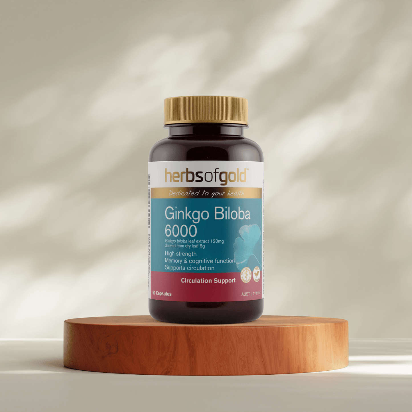 Herbs of Gold Ginkgo Biloba 6000 / 60 Capsules - BeeVitamins