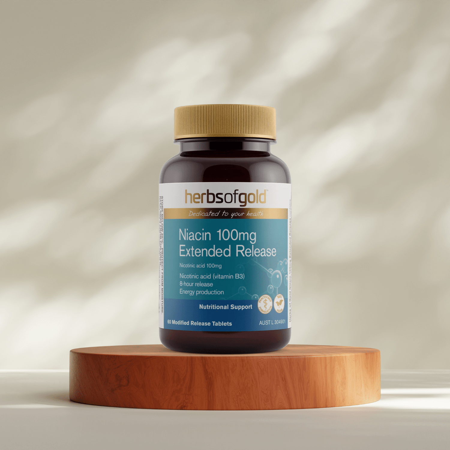 Herbs of Gold Niacin 100mg Extended Release 60 Modified Release Tablets - BeeVitamins