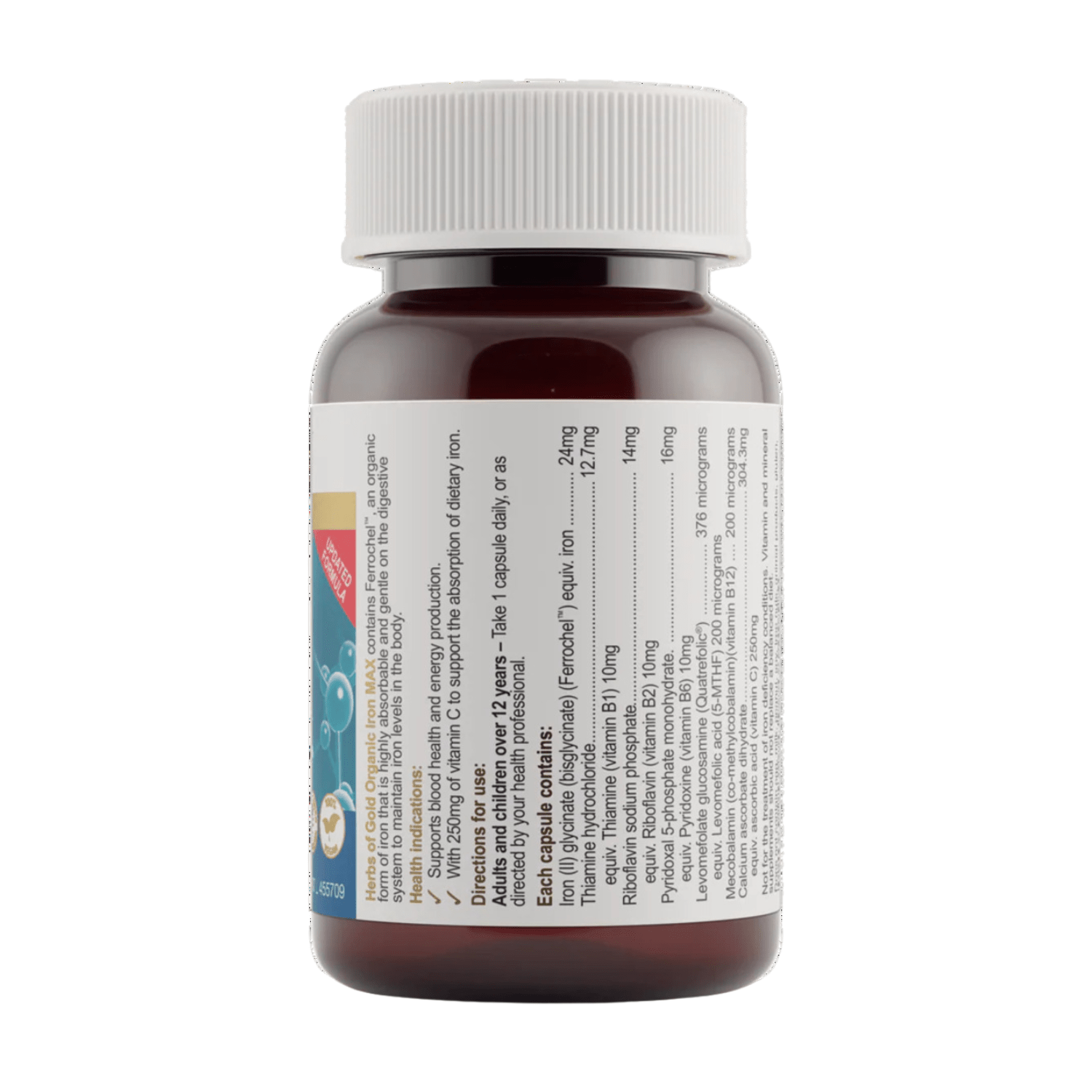 Herbs of Gold Organic Iron MAX / 30 capsules - BeeVitamins