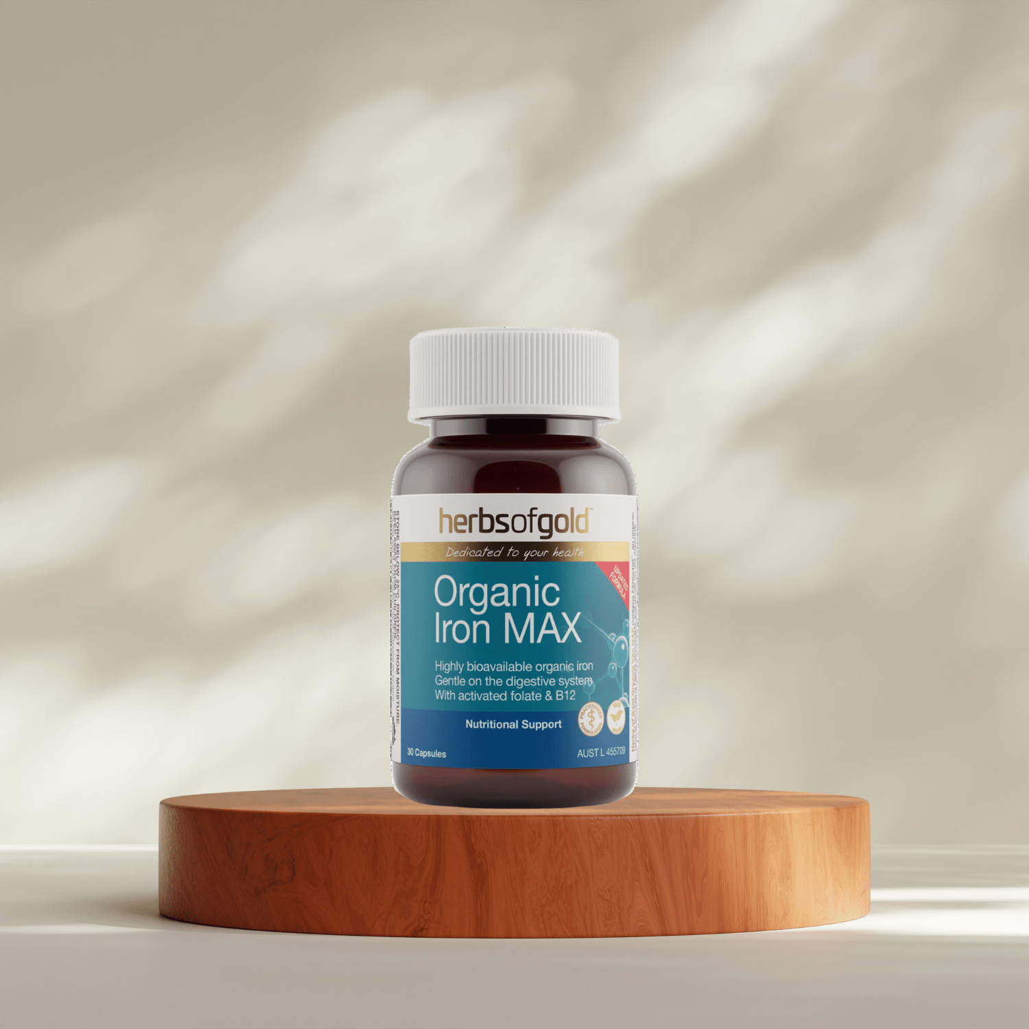 Herbs of Gold Organic Iron MAX / 30 capsules - BeeVitamins