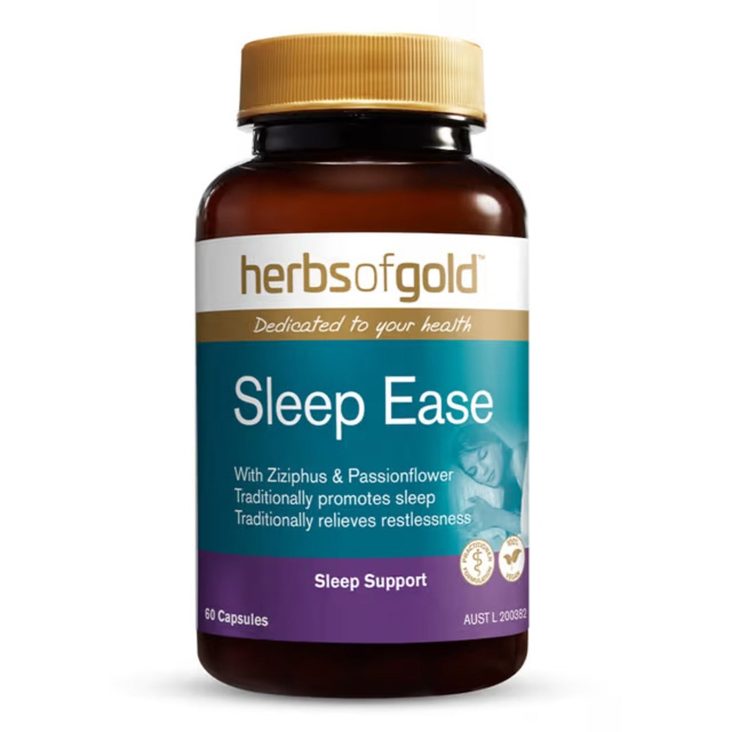 Herbs of Gold Sleep Ease 60 Capsules - BeeVitamins