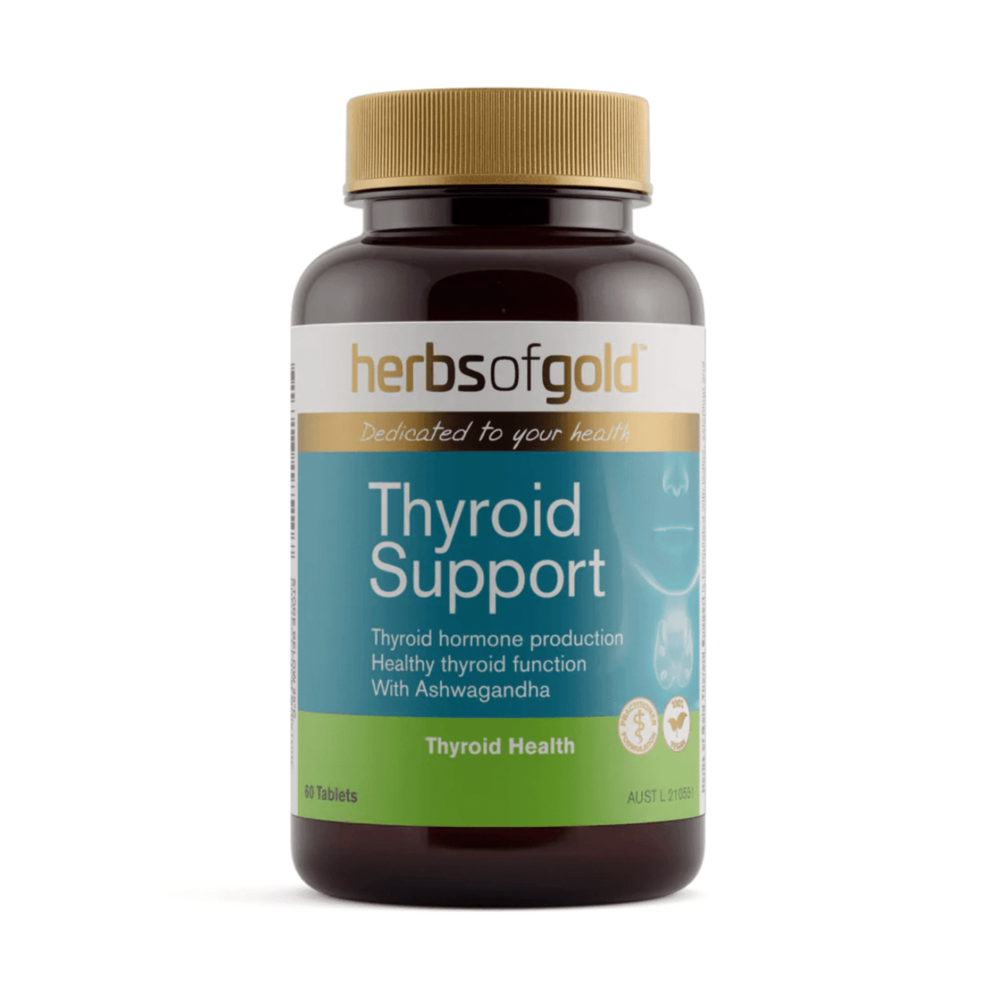 Herbs of Gold Thyroid Support 60 Tablets - BeeVitamins