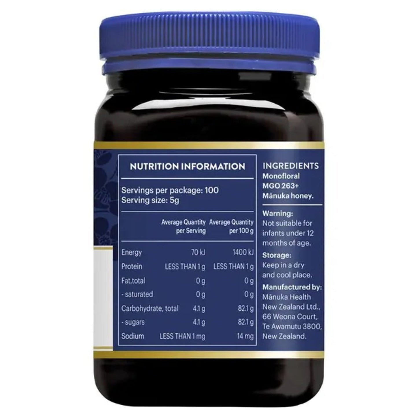 Manuka Health MGO 263+ 500g Manuka Honey New Zealand - BeeVitamins