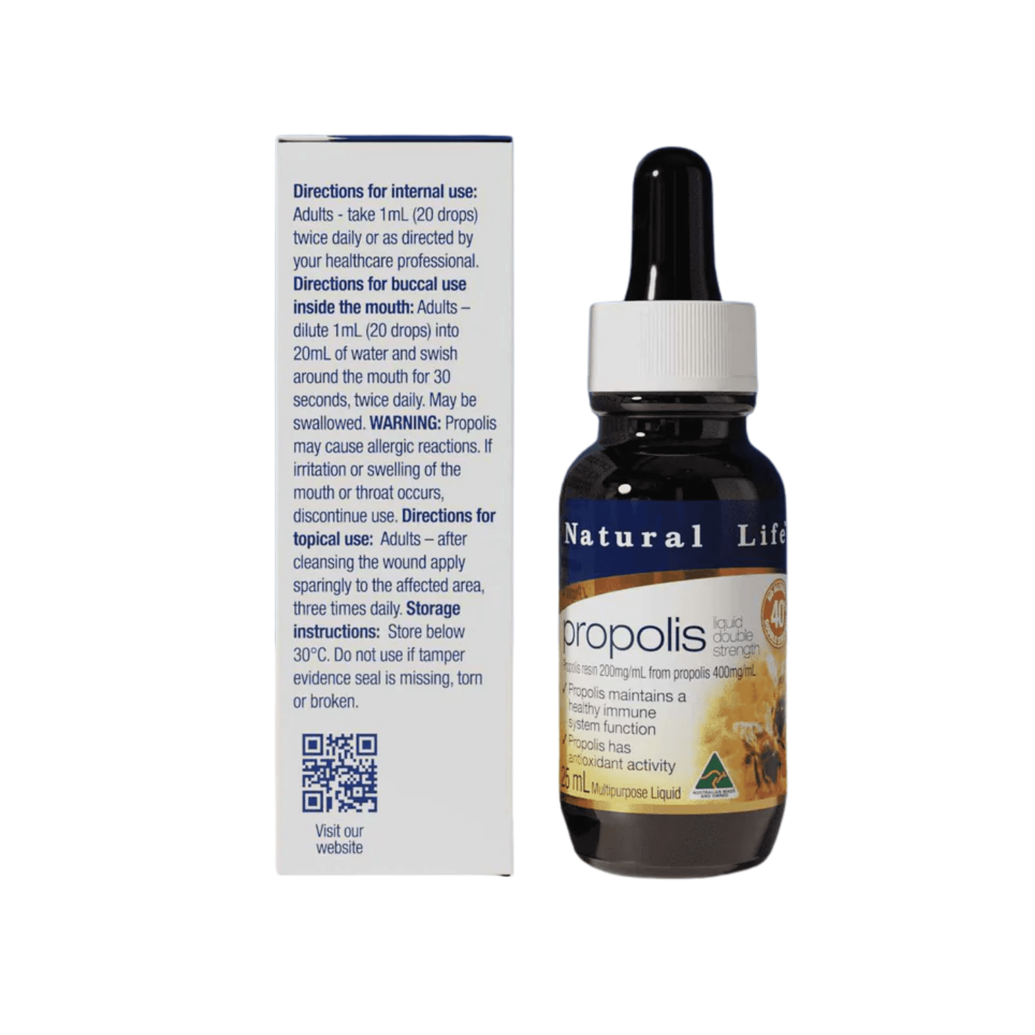 Natural Life Propolis Liquid Double Strength 40% 25 mL - BeeVitamins