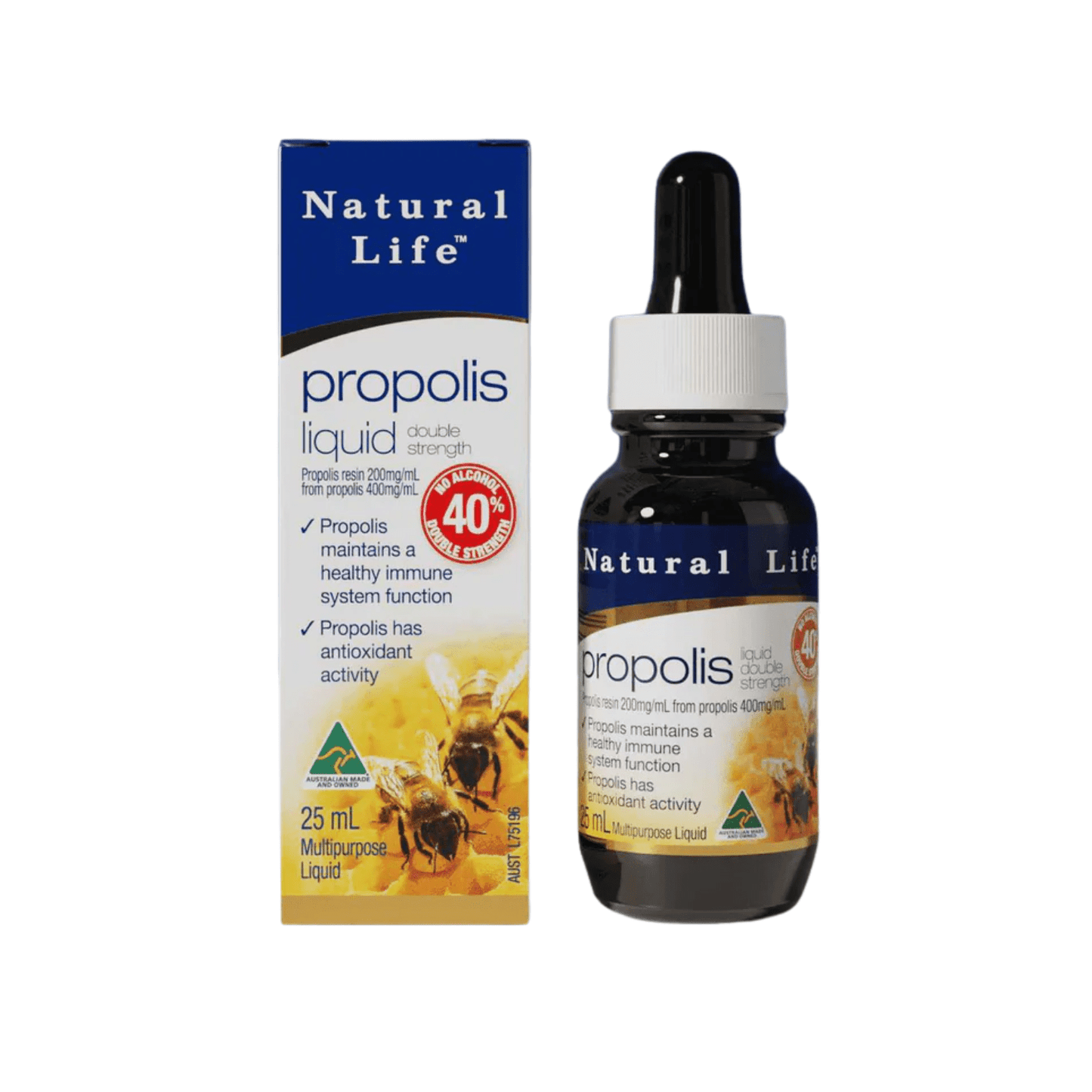Natural Life Propolis Liquid Double Strength 40% 25 mL - BeeVitamins