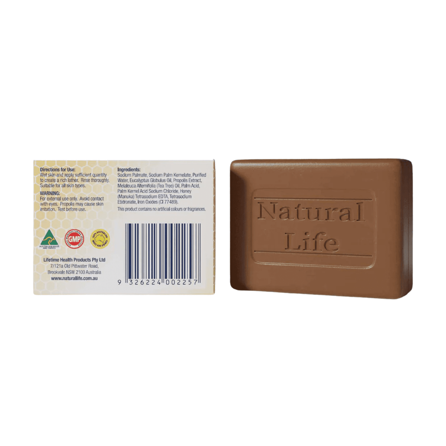 Natural Life Propolis Soap 100g with Manuka Honey, Eucalyptus Oil & Tea Tree Oil - BeeVitamins