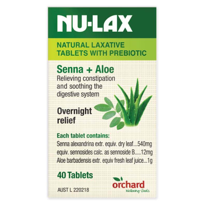 Nulax Natural Laxative Tablets With Prebiotic Senna + Aloe 40 Tablets - BeeVitamins