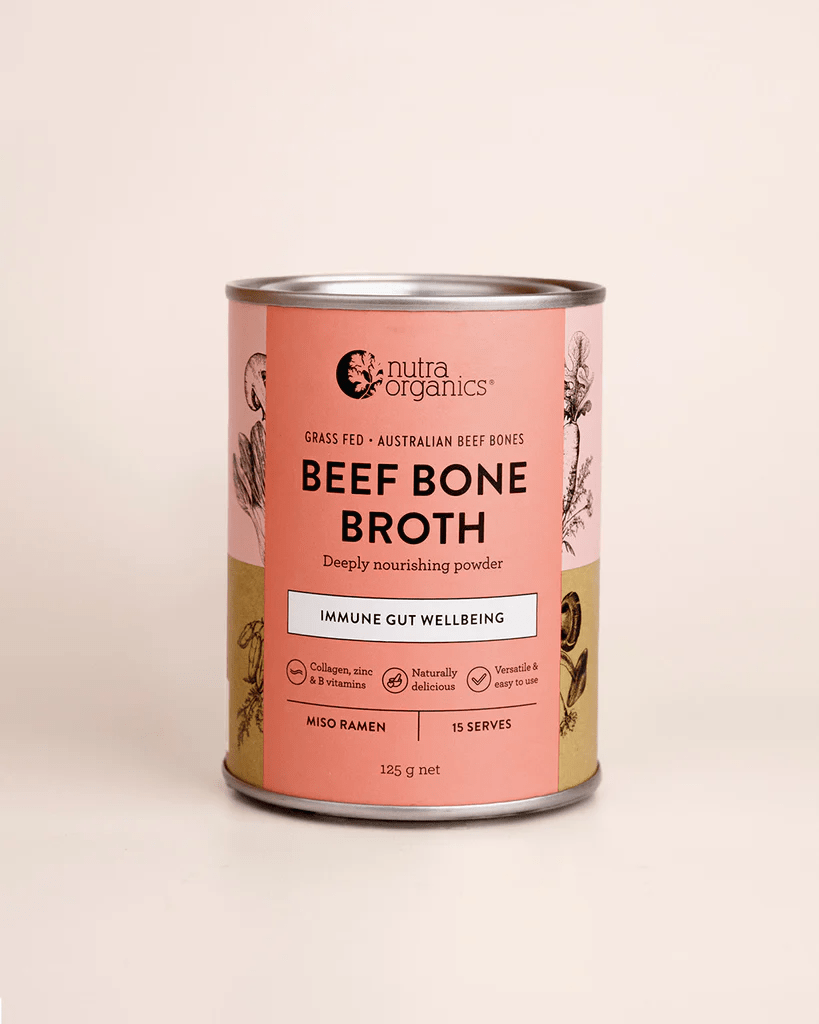 Nutra Organics Beef Bone Broth Immune Gut Wellbeing Miso Ramen 125g - BeeVitamins