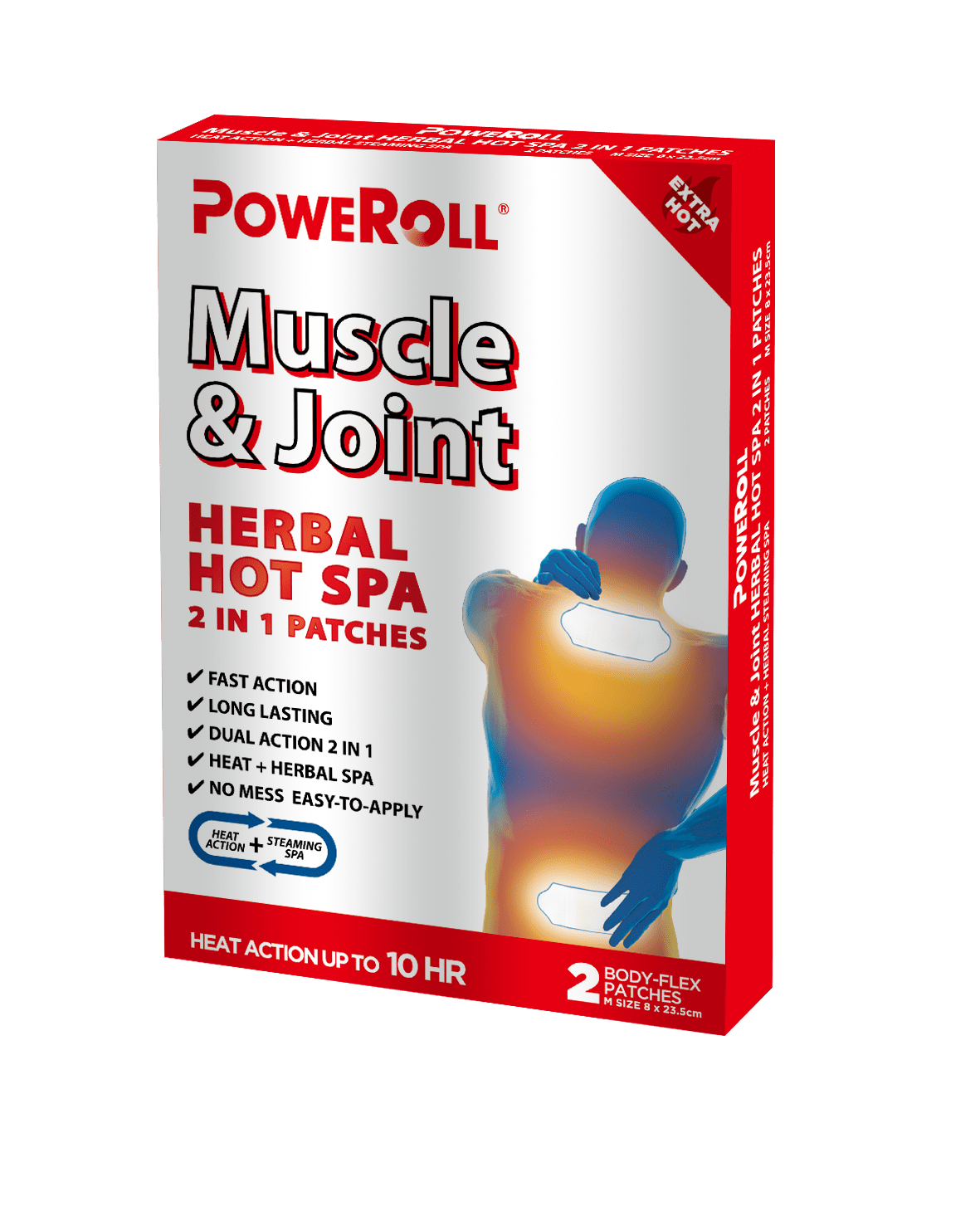 PoweRoll Muscle & Joint Herbal Hot Spa 2 IN 1 Patches 2Pcs - BeeVitamins