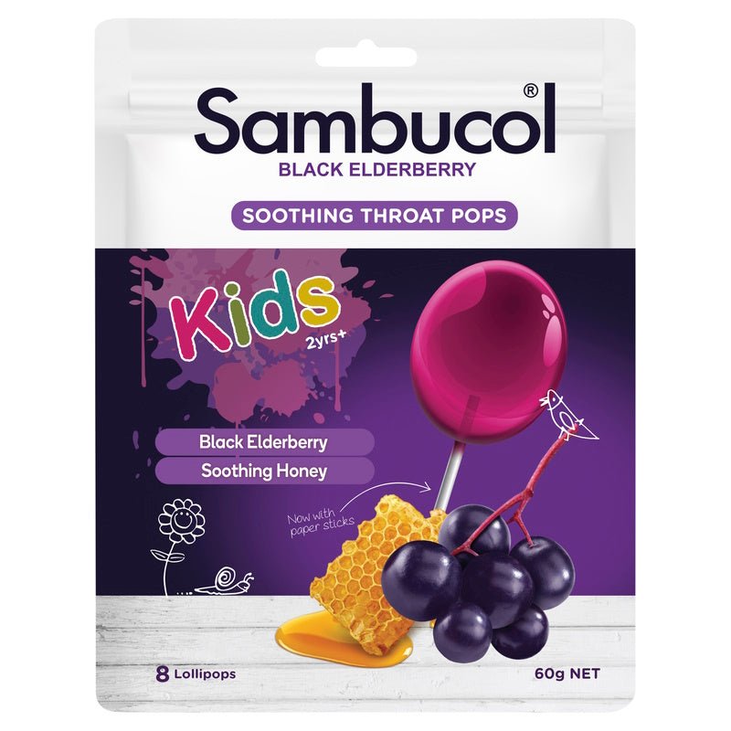 Sambucol Kids Soothing Throat Pops 8 Pack - BeeVitamins