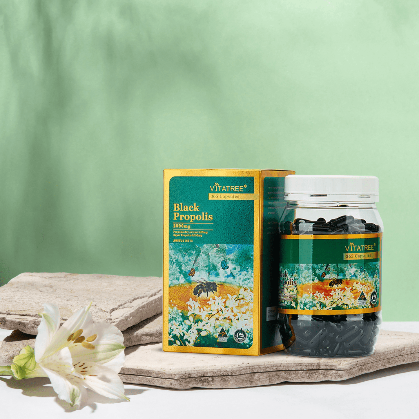 Vitatree Black Propolis 2000mg 365 Capsules - BeeVitamins