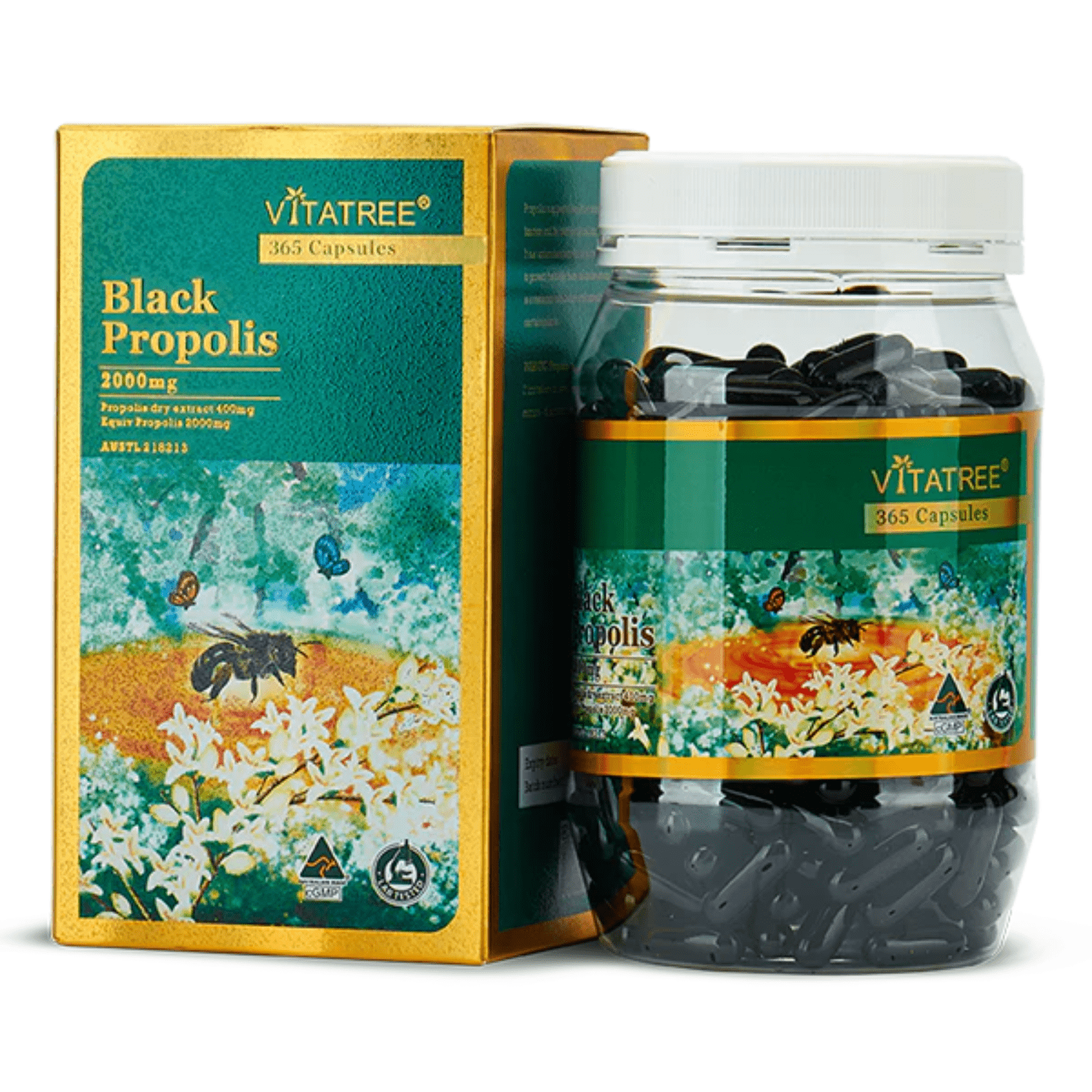 Vitatree Black Propolis 2000mg 365 Capsules - BeeVitamins