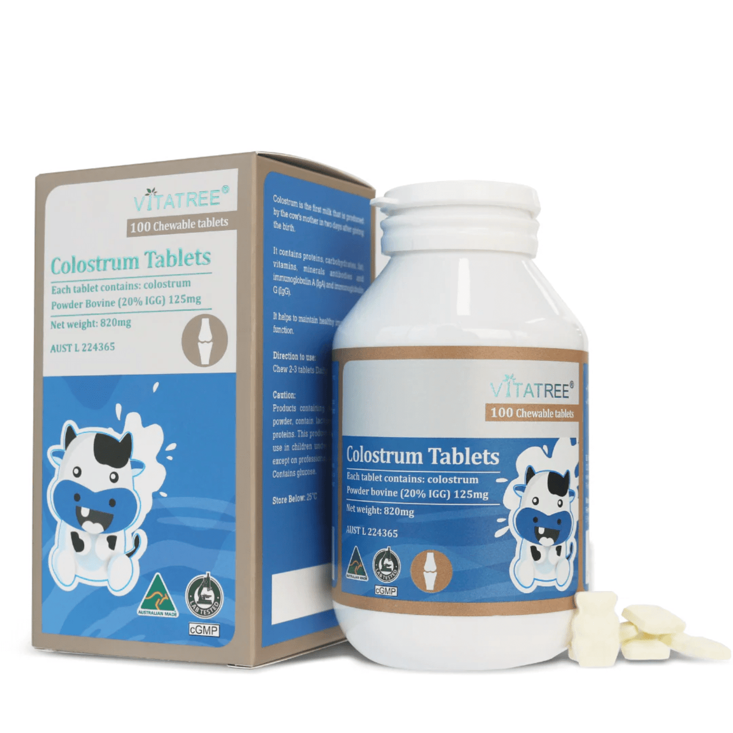 Vitatree Colostrum 820mg 100 Chewable Tablets - BeeVitamins