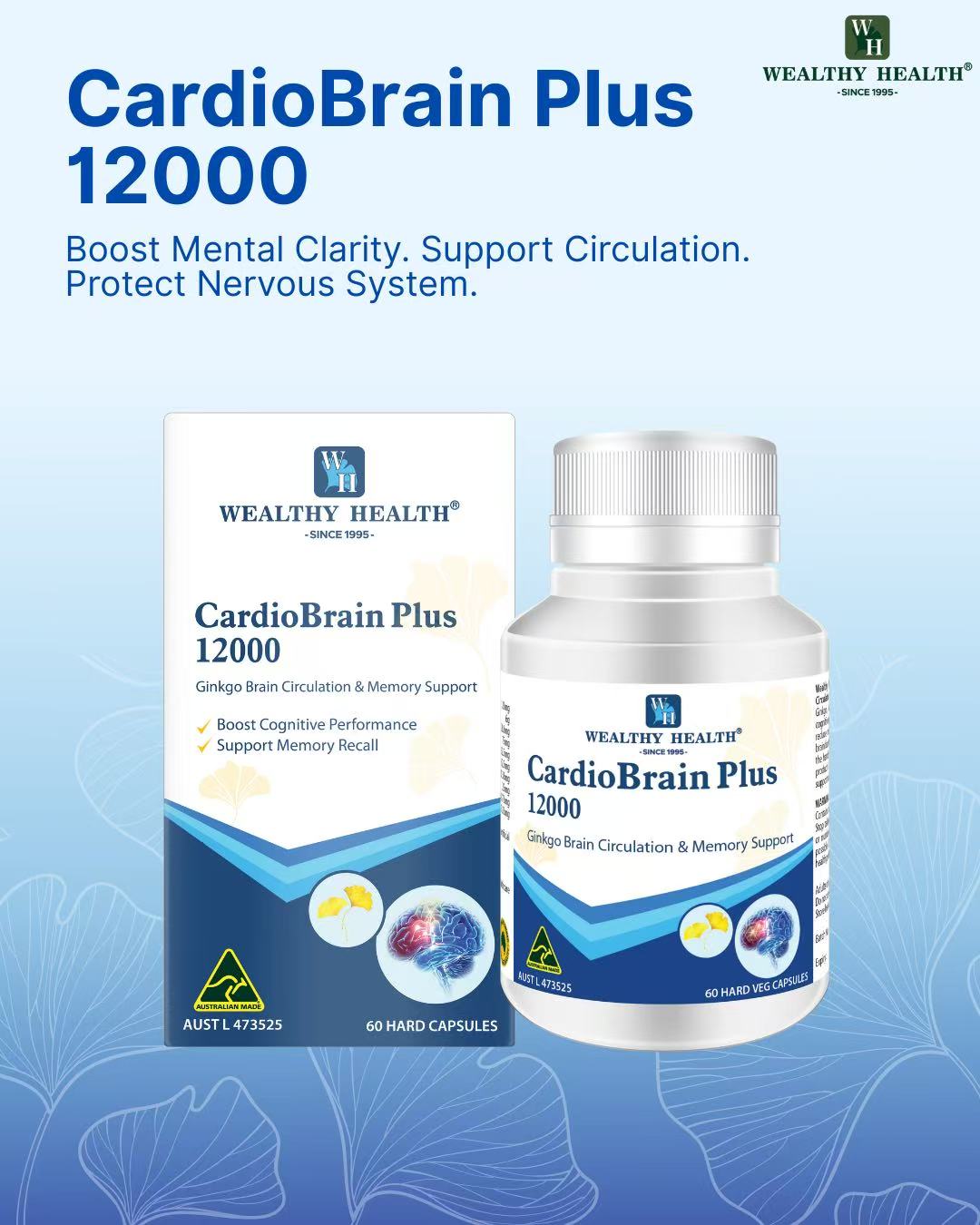 Wealthy Health CardioBrain Plus 12000 60 Capsules - BeeVitamins