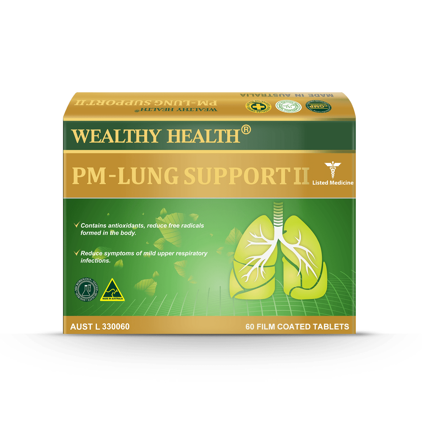 Wealthy Health PM Lung Support 60 Tablets - BeeVitamins