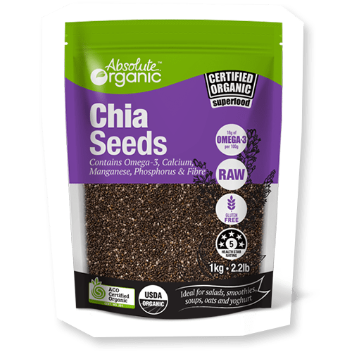 Absolute Organic Chia Seeds Black 1Kg - BeeVitamins