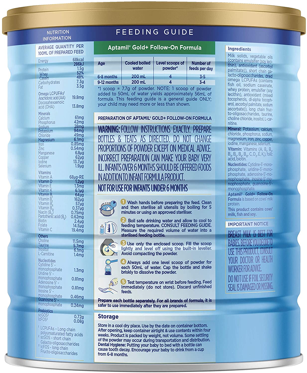 Aptamil Gold+2 Baby Follow - On Formula from 6 - 12 Months 900g - BeeVitamins