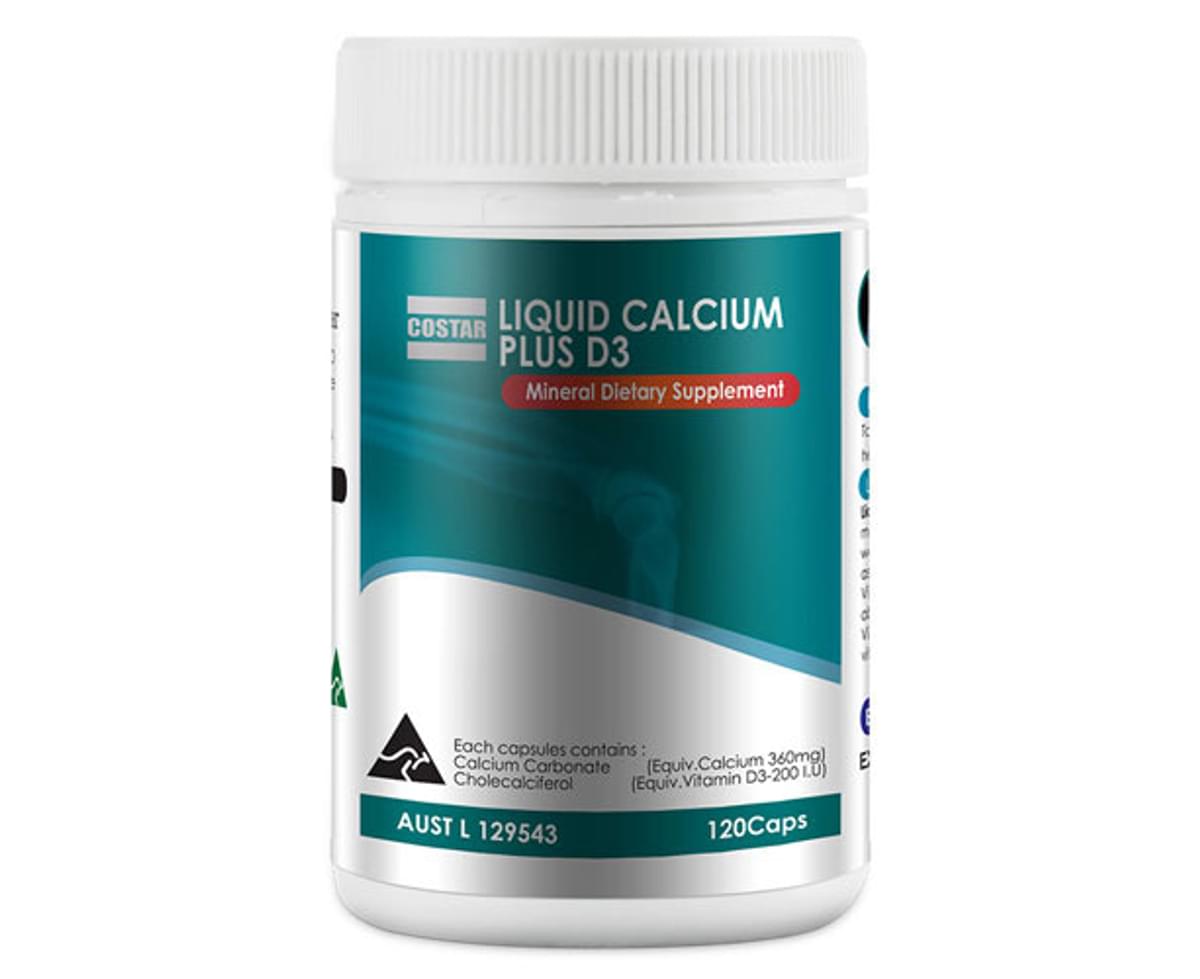 Costar Liquid Calcium plus D3 / 120 Capsules (Exp date: 09/2024) - BeeVitamins