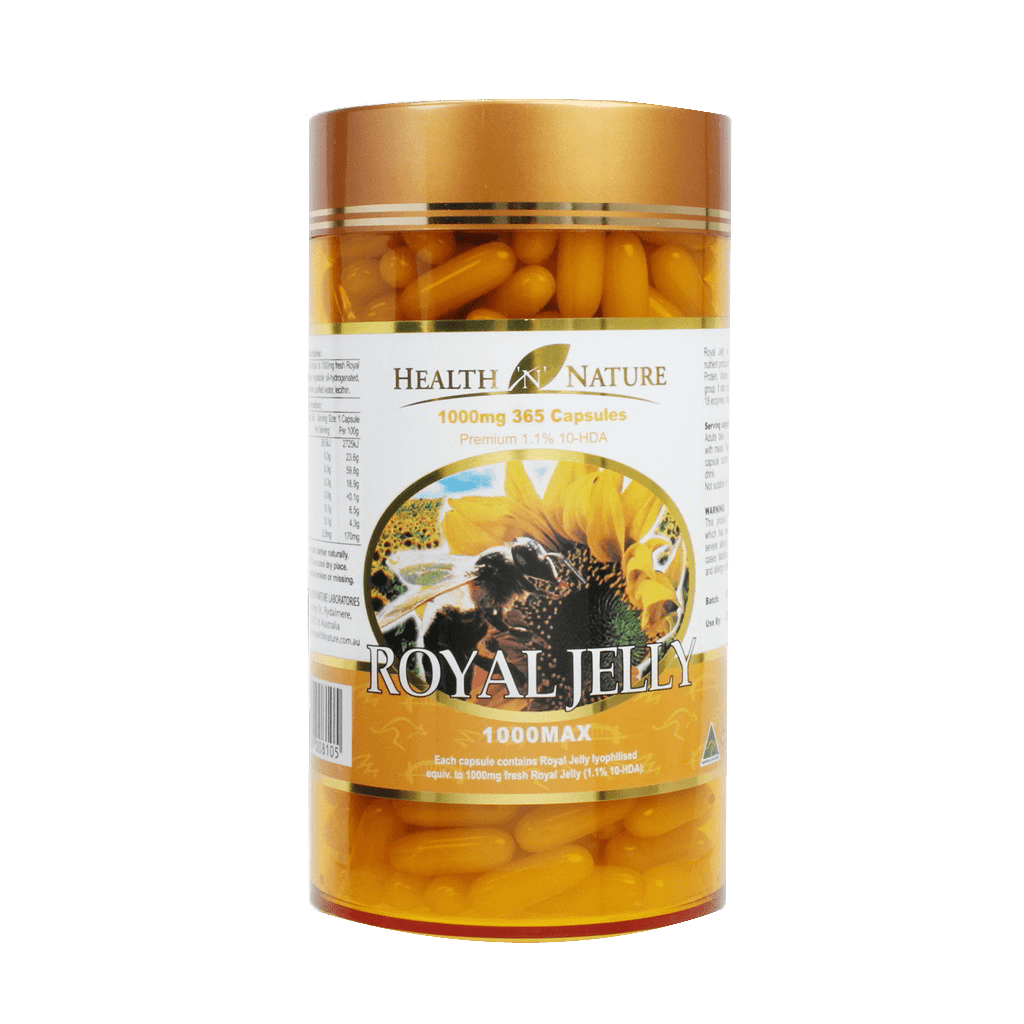 Health N Nature Royal Jelly 1000MAX 365 Capsules (Use by 11/11/2022) - BeeVitamins