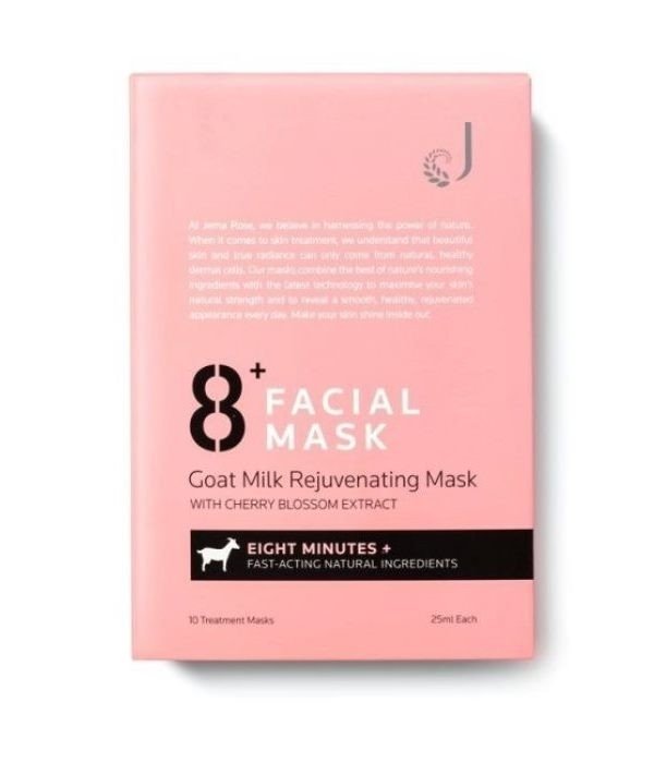 Jema Rose 8+ Facial Mask Goat Milk Rejuvenating Mask with Cherry Blossom Extract 10 x 25mL - BeeVitamins
