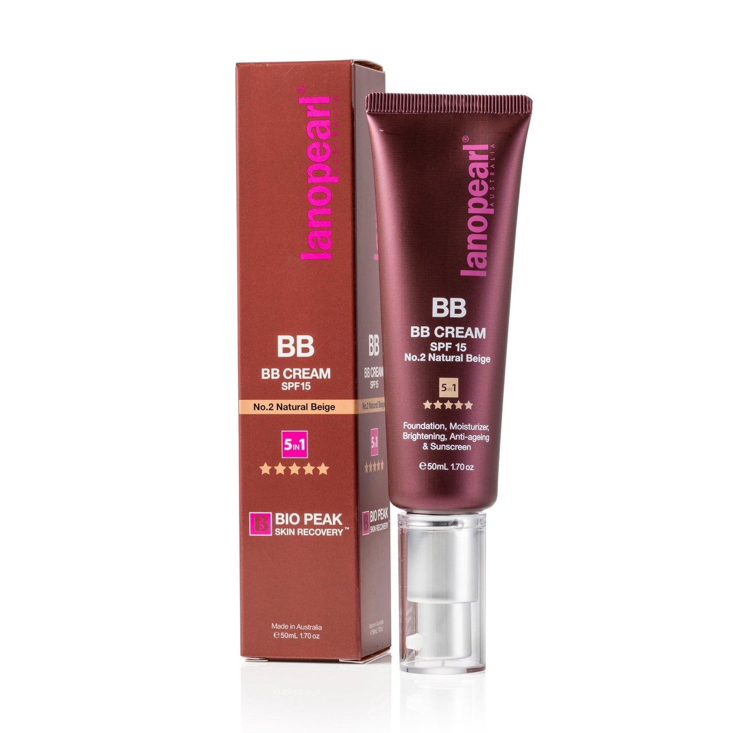 Lanopearl BB Cream SPF 15 No.2 Natural Beige 5 in 1 / 50ml - BeeVitamins