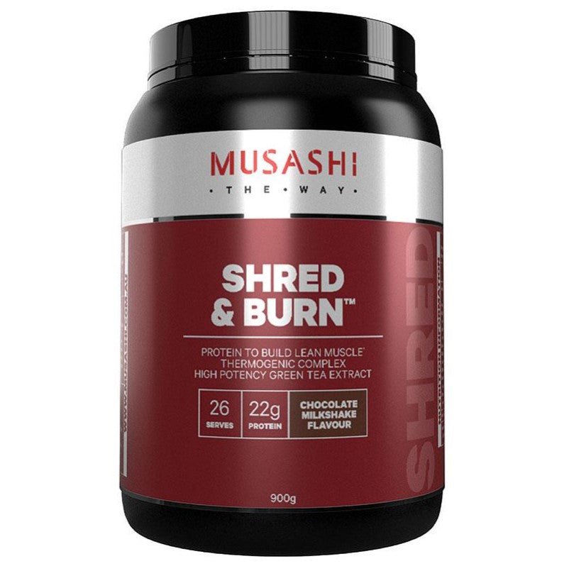 Musashi Shred & Burn Protein Chocolate Milkshake Flavour 900g - BeeVitamins