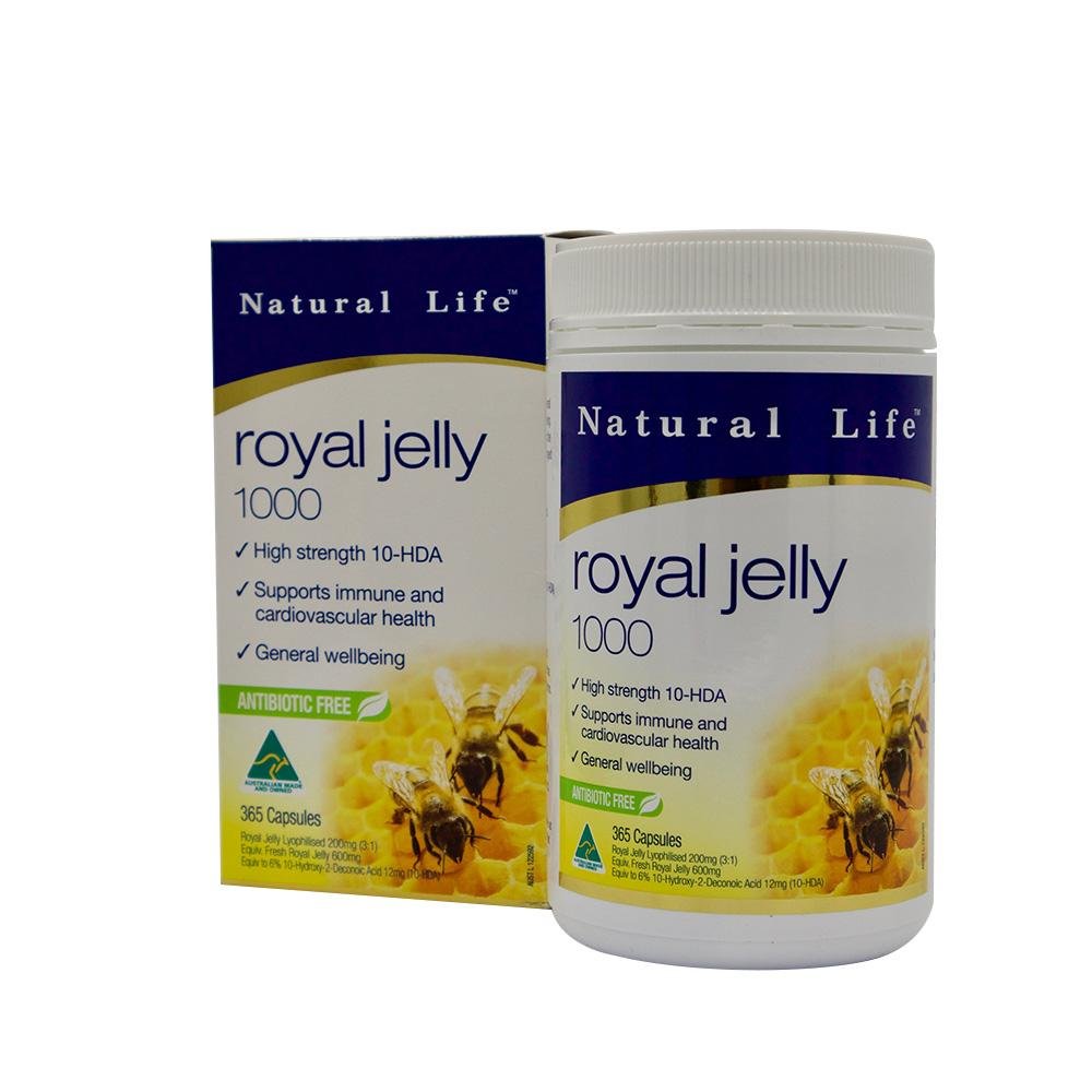 Natural Life Royal Jelly 1000mg 365 Capsules - BeeVitamins