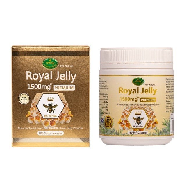 Nature's King Royal Jelly 1500mg 6% 10 - HDA 180 Soft Capsules - BeeVitamins