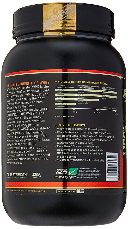 Optimum Nutrition 100% Whey 2LBS - 909g Gold Standard Protein Powder WPI (Rocky Road) - BeeVitamins