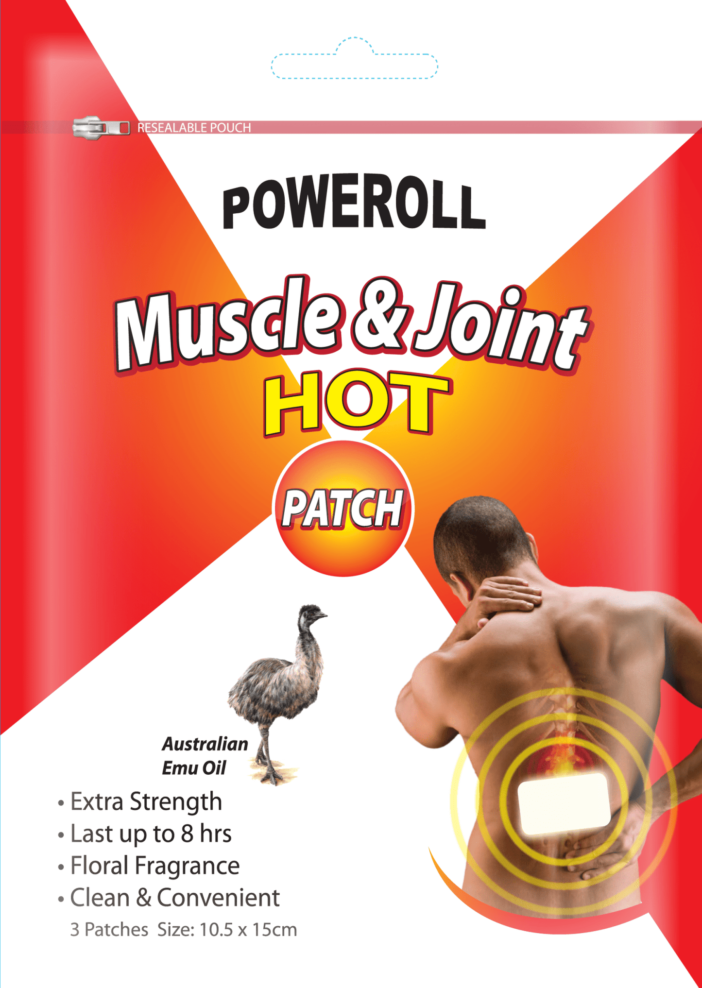 Poweroll Muscle & Joint Hot Patch x 3 Patches - BeeVitamins