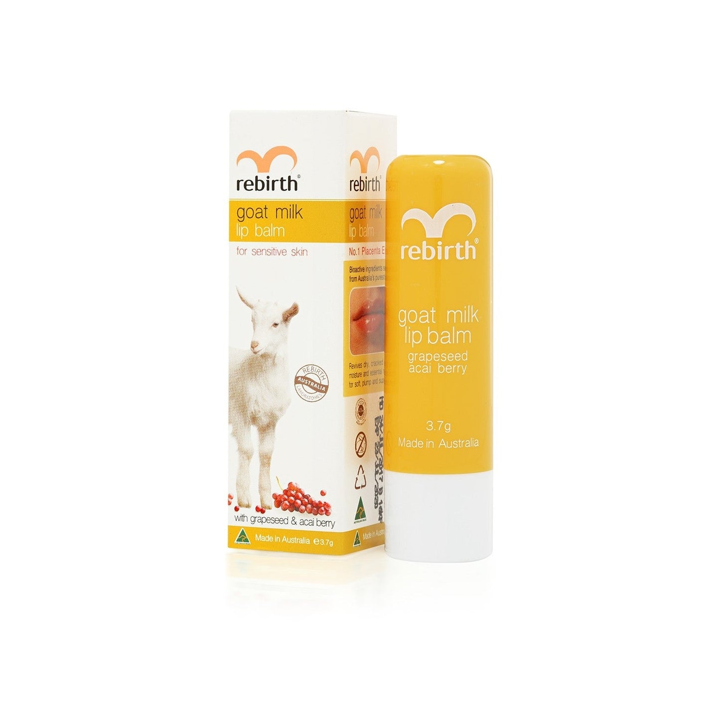 Rebirth Goat Milk Lip Balm with Grape Seed and Acai Berry 3.7g - BeeVitamins