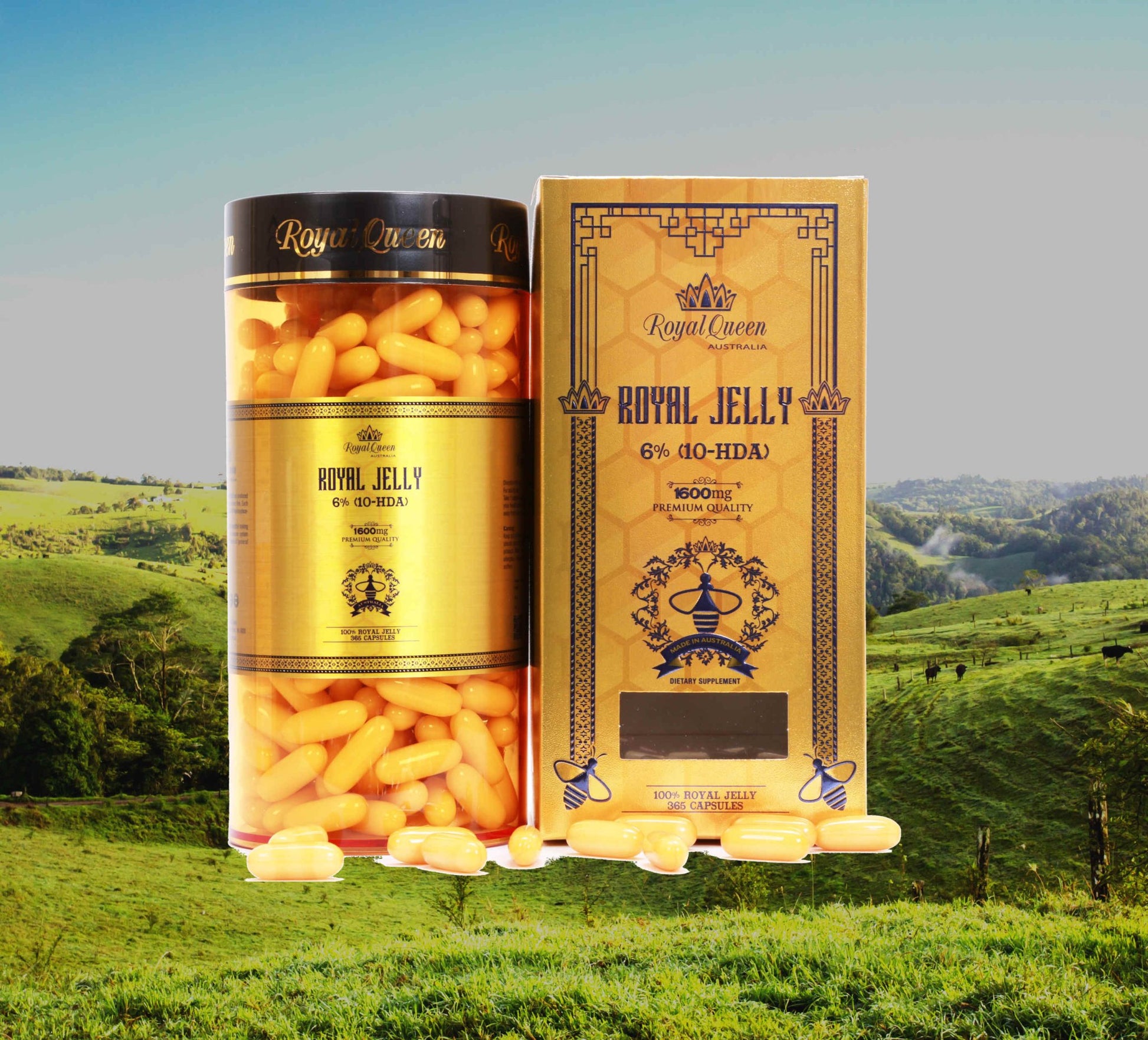 Royal Queen Royal Jelly 1600mg 365 Capsules - BeeVitamins