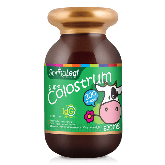 Spring Leaf Super Colostrum 820mg Chewable 200 tablets - BeeVitamins