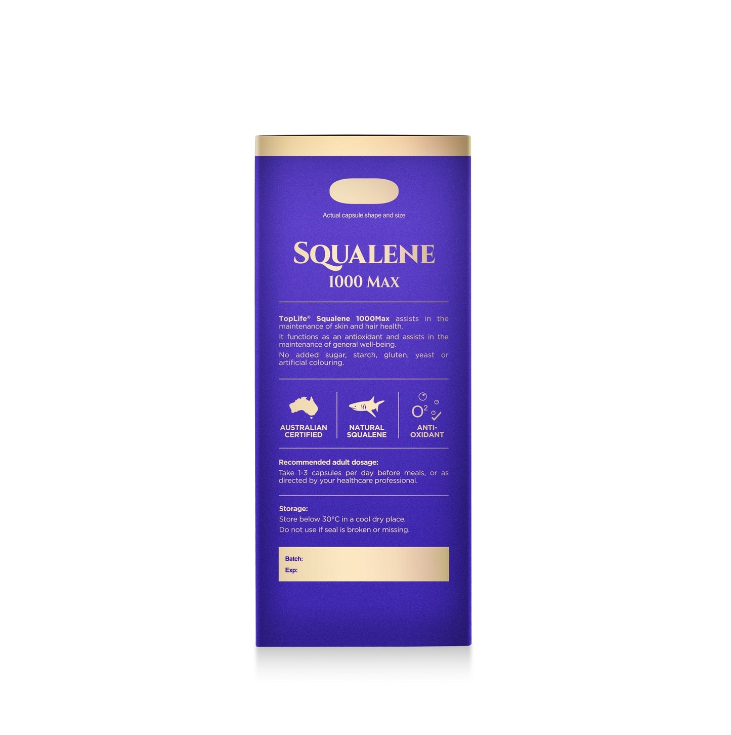 Top Life Squalene 1000Max 100% Natural Squalene 365 Capsules - BeeVitamins