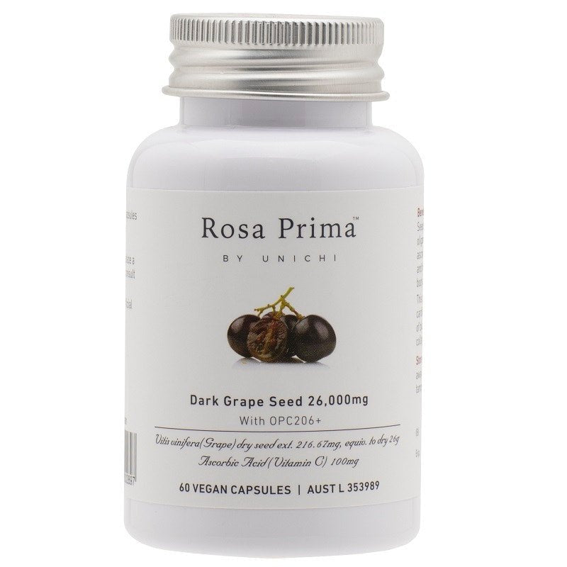 Unichi Rosa Prima Dark Grape Seed 26,000mg 60 Vegan Capsules - BeeVitamins