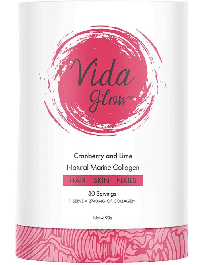 Vida Glow Cranberry and Lime Natural Marine Collagen 30 Servings - BeeVitamins