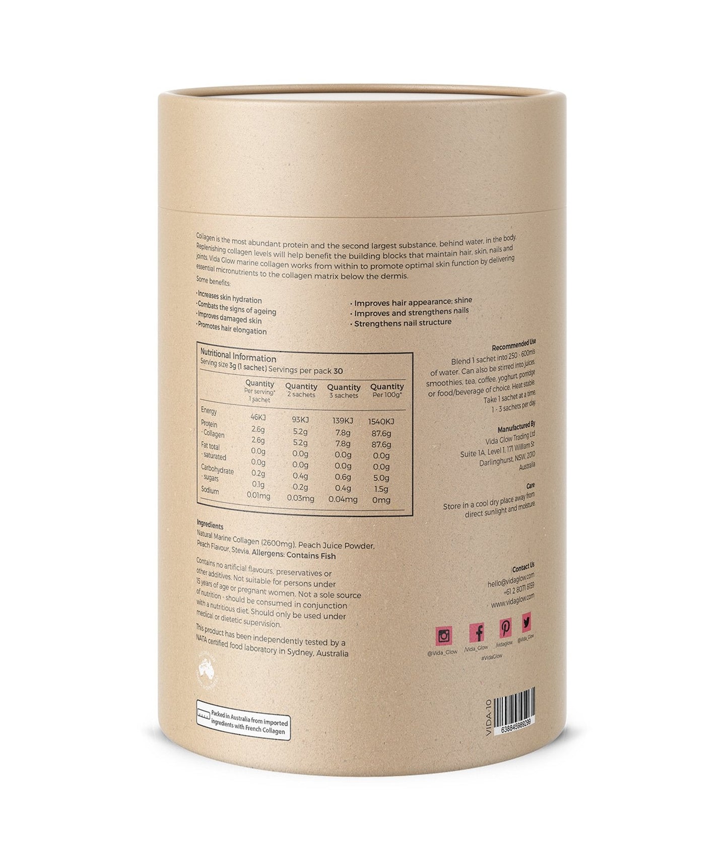 Vida Glow Peach Marine Collagen - BeeVitamins